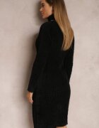 j&x Rochie Neagră Tricotată Din Lână Zolfi