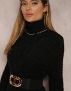 j&x Rochie Neagră Tricotată Din Lână Zolfi