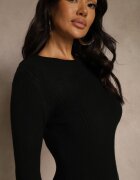 j&x Rochie Neagră Tricotată Mulată din bumbac Reileta