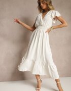 j&x Rochie petrecută bej deschisă cu croială evazată și cu elastic în talie Reivione