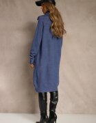 j&x Rochie pulover bleumarin cu bumbac și lână decorată cu fermoar Reinda