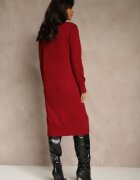 j&x Rochie pulover Bordo din bumbac și guler înalt Reinaria