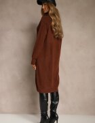 j&x Rochie pulover Maro din bumbac și lână decorată cu fermoar Reinda