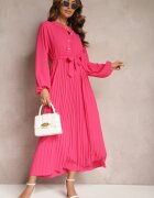 j&x Rochie Roz Cloș Maxi Plisată Legată în Talie Terilla