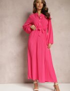 j&x Rochie Roz Cloș Maxi Plisată Legată în Talie Terilla
