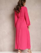 j&x Rochie Roz Cloș Maxi Plisată Legată în Talie Terilla