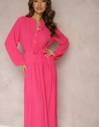 j&x Rochie Roz Cloș Maxi Plisată Legată în Talie Terilla