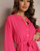 j&x Rochie Roz Cloș Maxi Plisată Legată în Talie Terilla