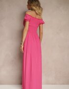 j&x Rochie Roz din Viscoză Stil Spaniol Ornată cu Volane Jenalena
