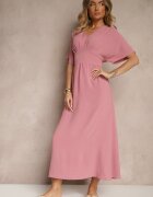 j&x Rochie roz închis cu bumbac și cu bust încrețit Filaviela