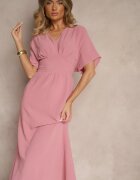 j&x Rochie roz închis cu bumbac și cu bust încrețit Filaviela