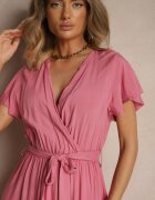 j&x Rochie Roz Tip Plic din Vâscoză Decorată cu O Cureaua Savioneira