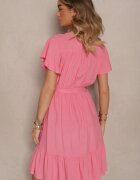 j&x Rochie roz tip plic din viscoză decorată cu curea Lanestea