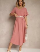 j&x Rochie Roză cu Bumbac cu croială evazată Lilzedi