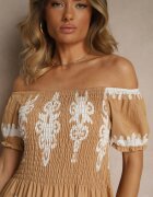 j&x Rochie spaniolă bej închis împodobită cu imprimeu etnic Aralette