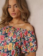 j&x Rochie spaniolă bleumarin-galbenă din viscoză și elastic în talie Pellin