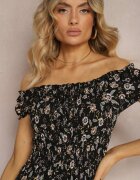 j&x Rochie spaniolă Negru-Roz din Viscoză cu Partea de Sus Încrețită Isteria