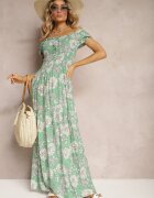 j&x Rochie spaniolă Verde din Viscoză cu Partea Superioară Încrețită Zimbia