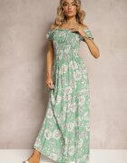 j&x Rochie spaniolă Verde din Viscoză cu Partea Superioară Încrețită Zimbia