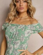 j&x Rochie spaniolă Verde din Viscoză cu Partea Superioară Încrețită Zimbia