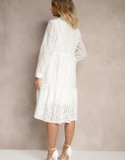 j&x Rochie tip cămașă Albă din Bumbac cu Decorațiuni Ajurate Ridioriana