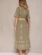 j&x Rochie tip cămașă Verde închis din bumbac cu curea împletită Sariene