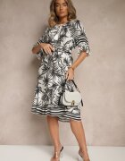 j&x Rochie tip cutie Albă Decorată cu imprimeu floral și șnur la decolteu Miranissa