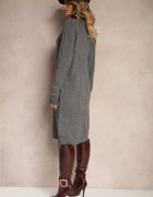 j&x Rochie Tip cutie Gri închis Tip pulover Cu guler înalt Din bumbac și lână Elanavia