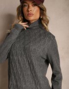 j&x Rochie Tip cutie Gri închis Tip pulover Cu guler înalt Din bumbac și lână Elanavia
