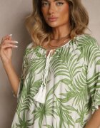 j&x Rochie Tip cutie Verde Decorată cu Imprimeu Floral și Legătură la Decolteu Miranissa