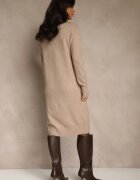 j&x Rochie tricotată bejă cu bumbac și guler înalt Reinaria
