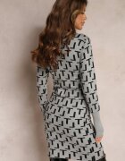 j&x Rochie tricotată gri cu model geometric cu decolteu petrecut Isobell