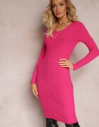 j&x Rochie Tricotată Mulată Fucsia cu Centură Greviana