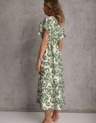 j&x Rochie Verde Cintrată din Viscoză cu Decolteu Petrecut Jynaela