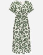 j&x Rochie Verde Cintrată din Viscoză cu Decolteu Petrecut Jynaela