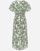j&x Rochie Verde Cintrată din Viscoză cu Decolteu Petrecut Jynaela