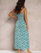 j&x Rochie Verde Cloș Maxi cu bretele cu elastic subțire în talie Daniyelle