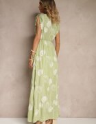 j&x Rochie Verde cu Viscoză Decorată cu Broderii Lumamire