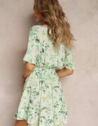 j&x Rochie Verde deschis cu imprimeu floral din viscoză cu elastic în talie Dahlie