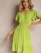 j&x Rochie Verde deschis cu Volane și Elastic încrețit în Talie Edenia