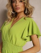 j&x Rochie Verde deschis cu Volane și Elastic încrețit în Talie Edenia