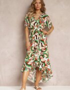j&x Rochie Verde Imprimată Midi cu elastic în talie din viscoză Angelett