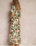 j&x Rochie Verde Imprimată Midi cu elastic în talie din viscoză Angelett
