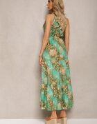 j&x Rochie Verde în Stil Boho cu Elastic în Talie și Legătură Decorativă Piofara