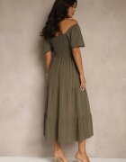 j&x Rochie verde închis din viscoză cu in cu croială evazată Koloreia