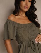 j&x Rochie verde închis din viscoză cu in cu croială evazată Koloreia
