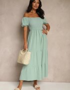 j&x Rochie Verde Spaniolă cu bust încrețit Lumirielle