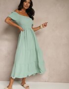 j&x Rochie Verde Spaniolă cu bust încrețit Lumirielle