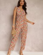 j&x Salopetă Portocalie florală cu elastic la umeri și cu elastic în talie Kirsen