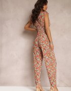 j&x Salopetă Portocalie florală cu elastic la umeri și cu elastic în talie Kirsen